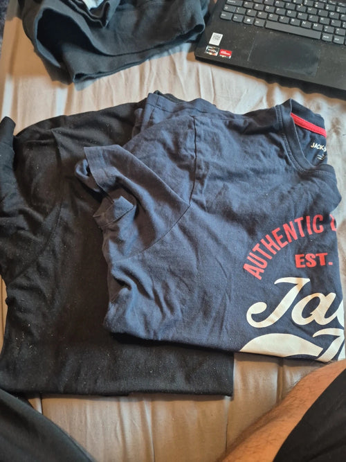 Jack & Jones black graphic tee with logo print, size L, never worn.