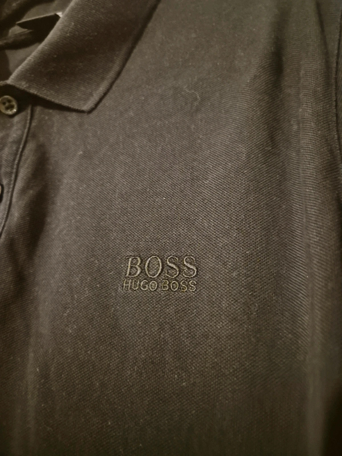 Hugo Boss men's polo shirt black Pima cotton with embroidered logo on chest.