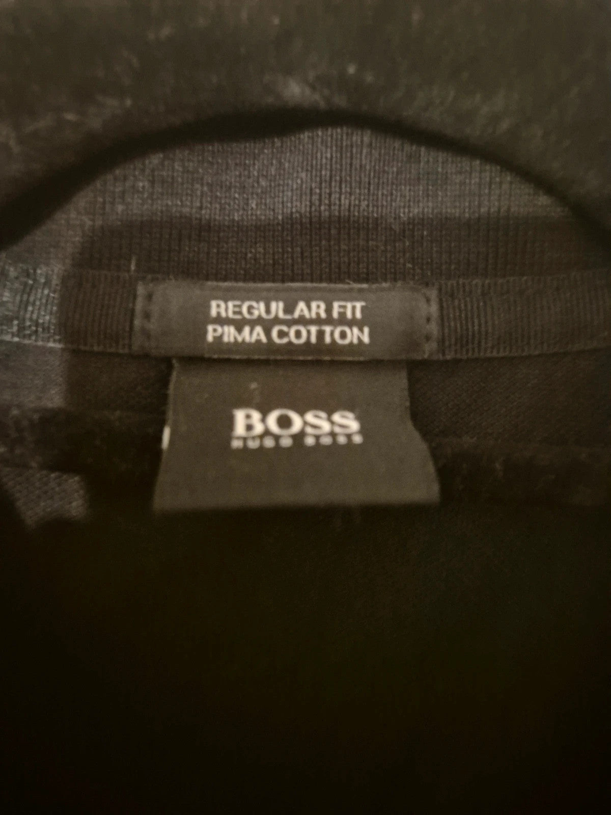 Hugo Boss men's polo shirt black Pima cotton with embroidered logo on chest.