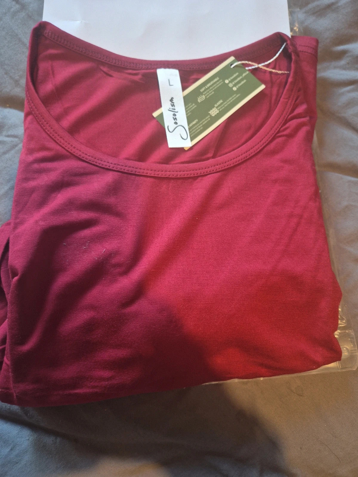 sosolism burgundy camisole lightweight fabric, perfect for maternity wear, brand new in packs
