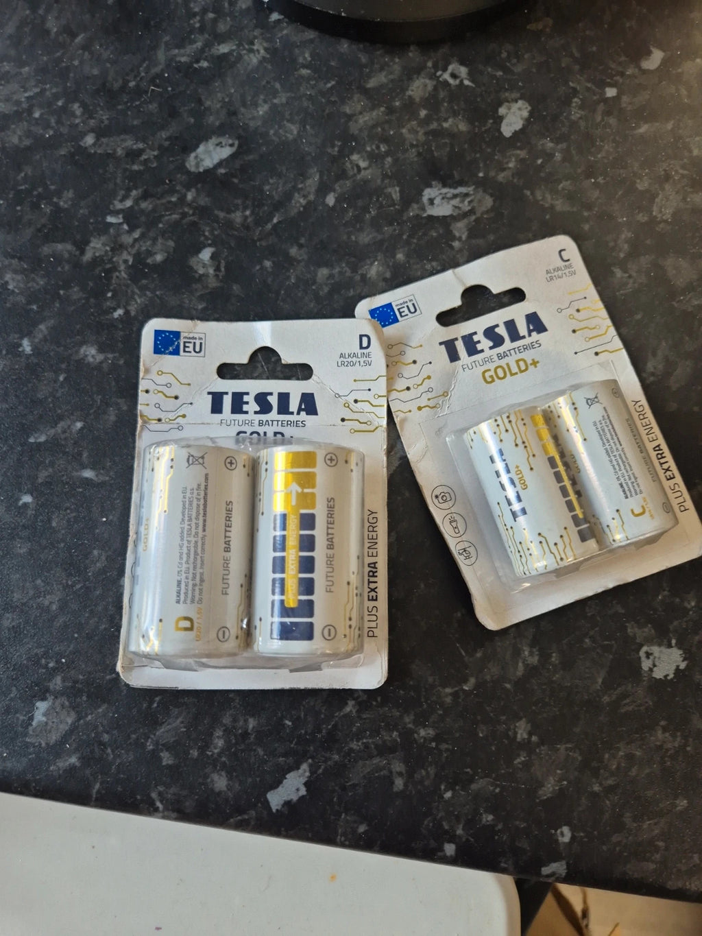 Tesla white general purpose batteries size C and D, brand new, multiple available.