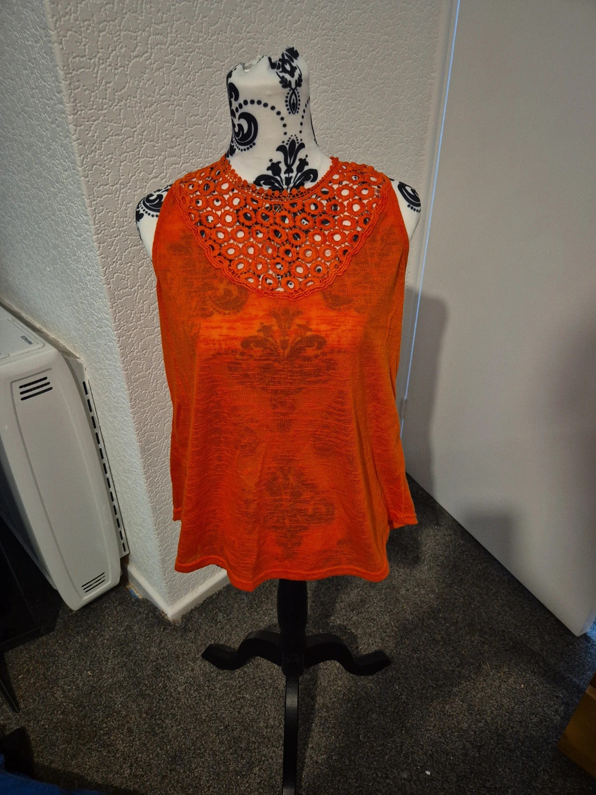 Onfire orange vest with lace trim and new with tags.