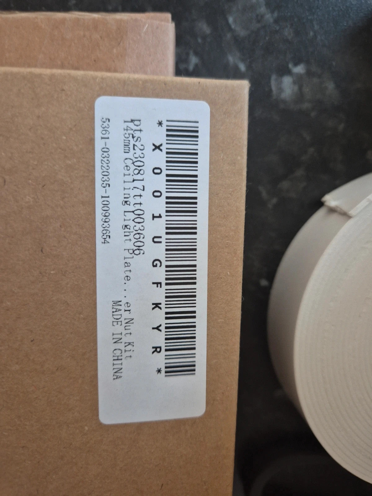 Accessories silver ceiling light bracket kit with metal crossbar, screws, and wall plugs.