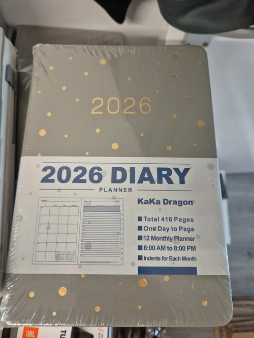 Dragon grey diary planner with clean design and durable cover.