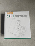 Amazon black 3 in 1 wireless charger with sleek design and multiple charging ports.