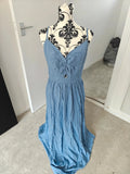 Cupshe blue maxi dress with tags, lightweight fabric, elegant flowy design.