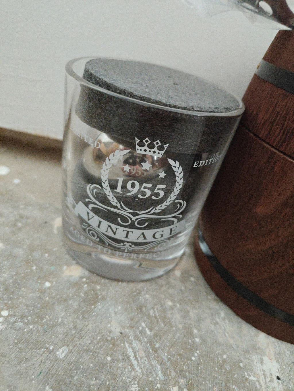 lighten life whisky tumblers clear glass with wooden barrel box packaging